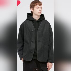 Uniqlo U Cardigan Jacket, Men's S (Oversized), Dark Charcoal Grey